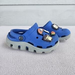 Crocs Duet Sport Clog Toddler SZ C6-C7 Blue Slip-On Water Shoe Jibbitz Frog